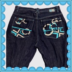 Pepe London "Soul" Jeans.Teal Embroidery